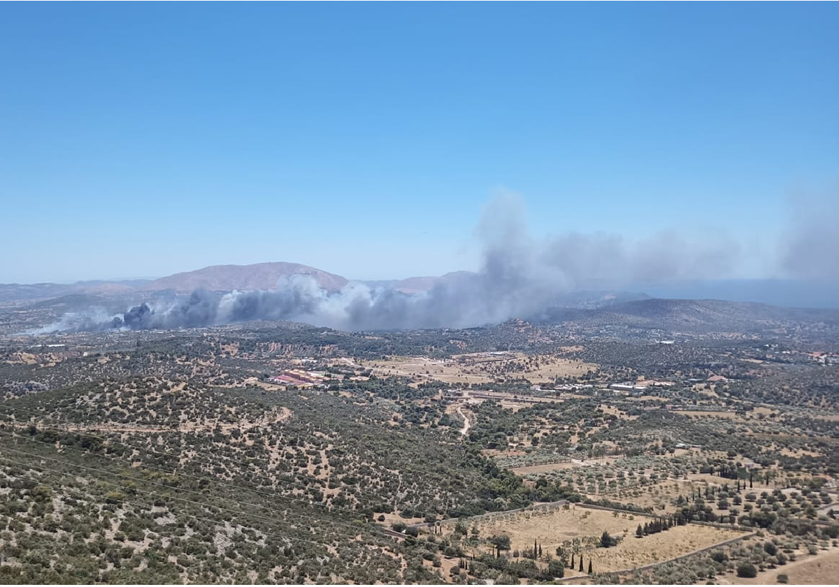 Ήχησε το 112 για δασική πυρκαγιά στη Λεωφόρο Βάρης – Κορωπίου 2 vr