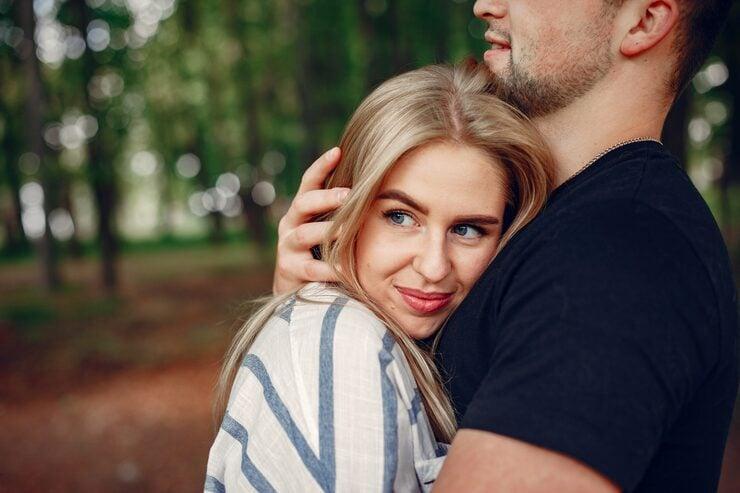 beautiful couple spend time forest 1157 24408