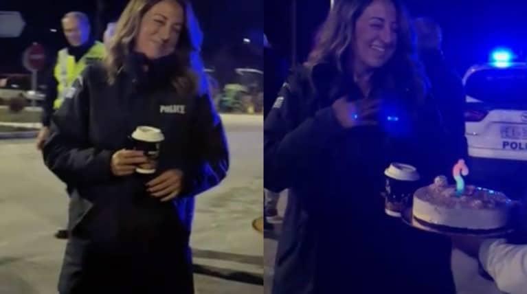 Αγρότες έκαναν έκπληξη με τούρτα στην υποδιοικήτρια της αστυνομίας που είχε γενέθλια 1 185a470f53434cddae296b688640980d