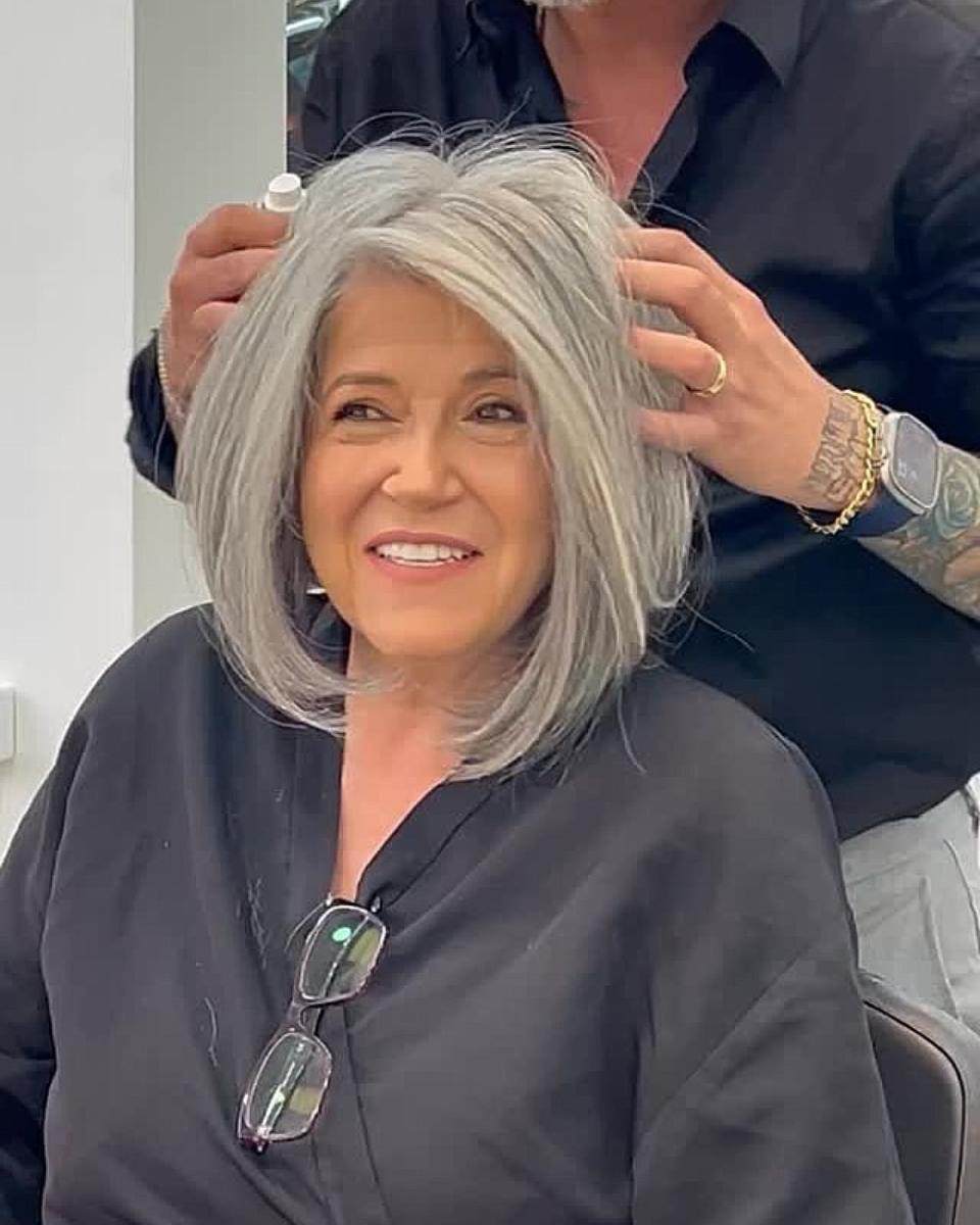 voluminous silver bob layers bob haircuts women over 60 fine hair