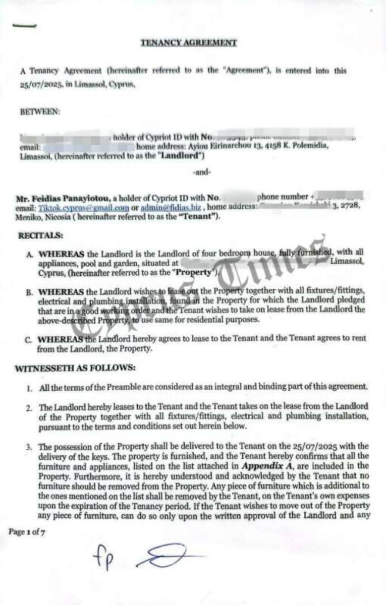Φειδίας Παναγιώτου: Οι φωτογραφίες και το συμβόλαιο που τον καίνε για το «πολιτικό γραφείο» με πισίνα και τέσσερις κρεβατοκάμαρες